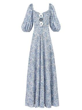 Rosa Dress - Printed Chiffon Blue